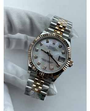 (준비완료/특급배송)NO.3696/롤렉스 데이저스트 31mm 여성용 시계 로즈골드 콤비 자개다이얼 플루티드 베젤 쥬빌레 밴드 (QP공장)